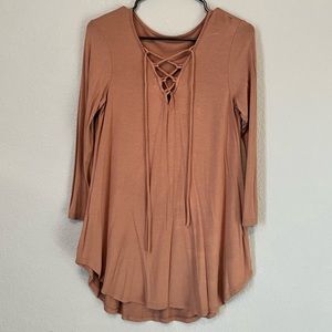Camel colored long sleeve tunic